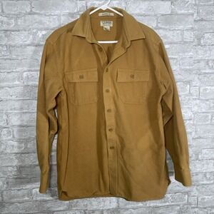 vintage L.L.Bean yellow chamois cloth button-down shirt Size Large 100% Cotton